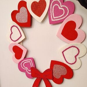 Heart-Shaped Felt Wreath with Bow